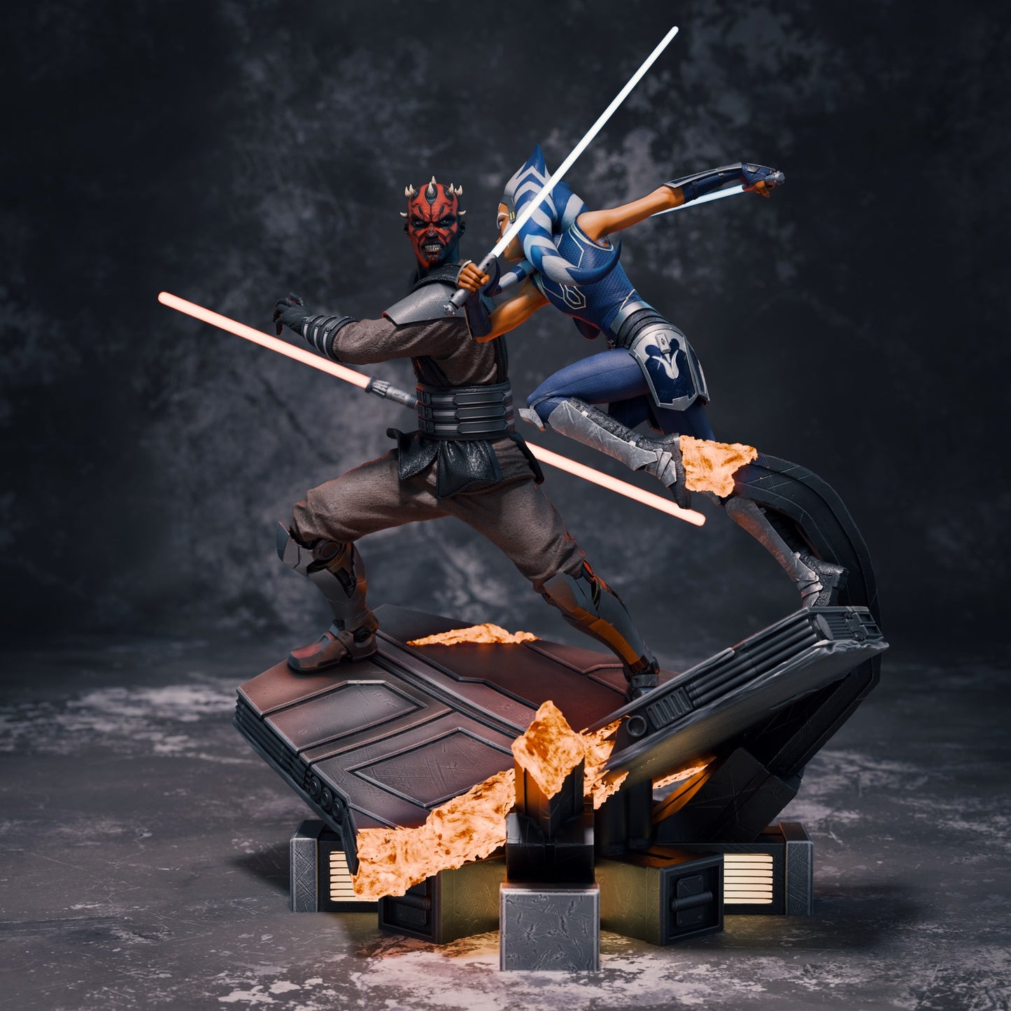 Ahsoka Tano vs Darth Maul Statue - Star Wars Diorama - Collectible Garage Kit