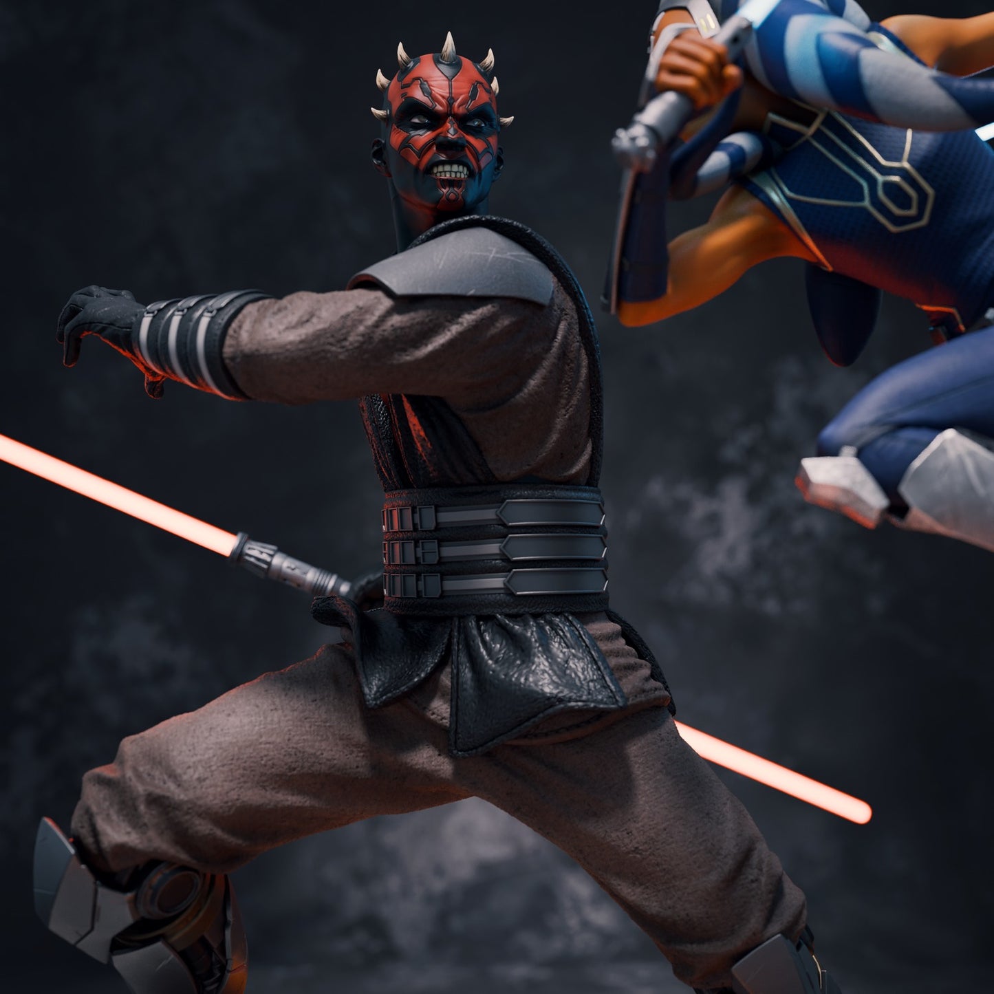 Ahsoka Tano vs Darth Maul Statue - Star Wars Diorama - Collectible Garage Kit