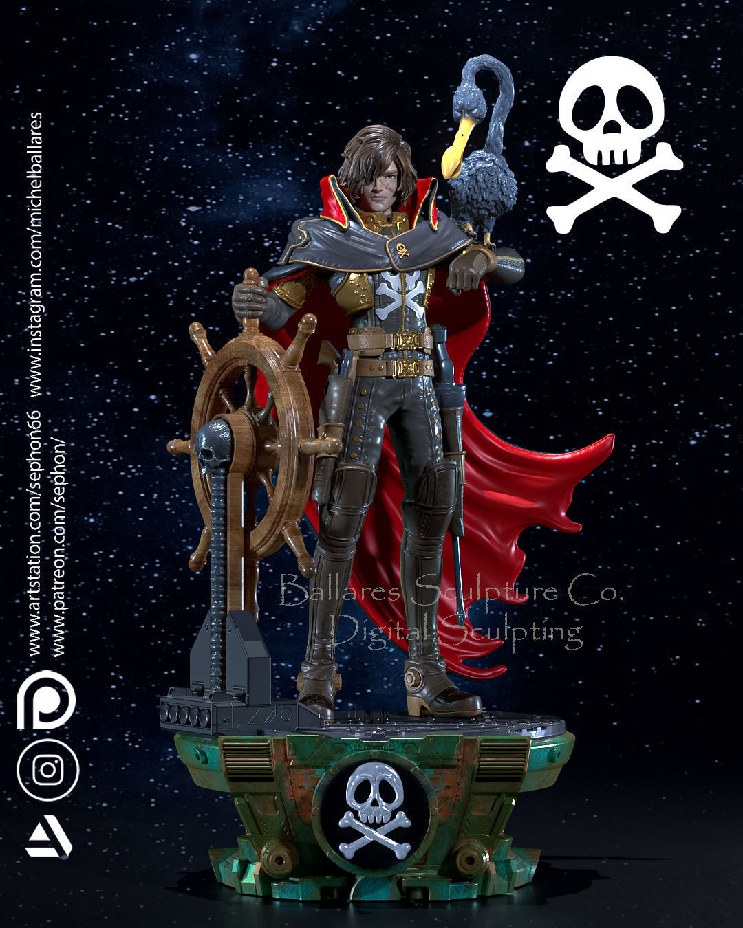 Captain Harlock Statue - Space Pirate - Collectible Garage Kit