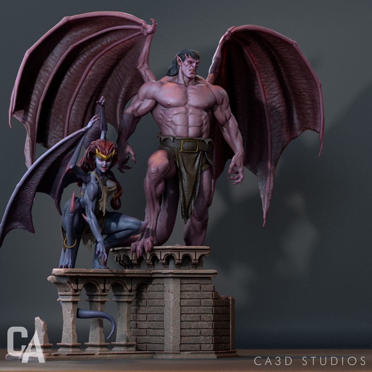 Demona and Goliath Statue - Gargoyles - Collectible Garage Kit