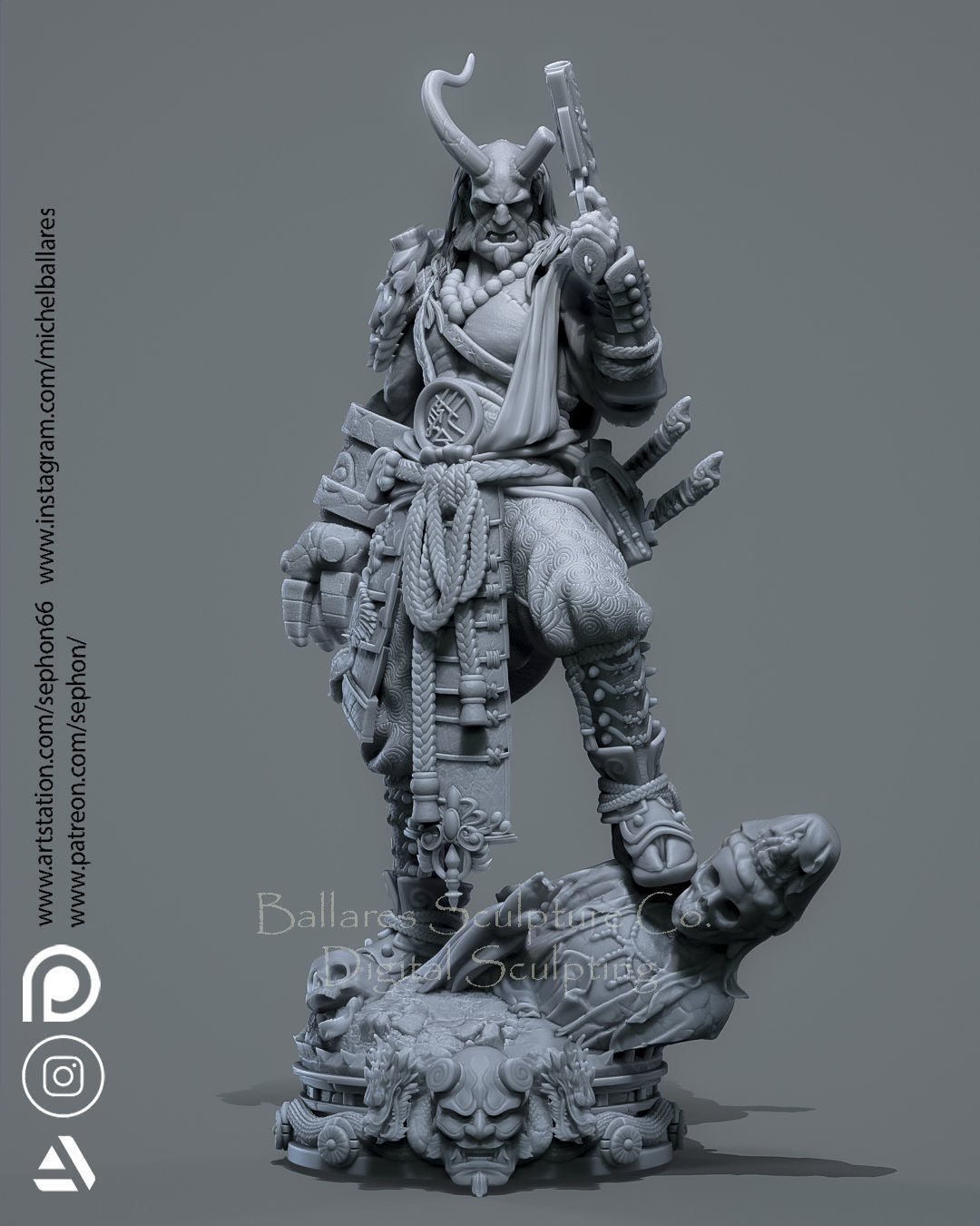 Samurai Demon Statue - Fantasy - Collectible Garage Kit